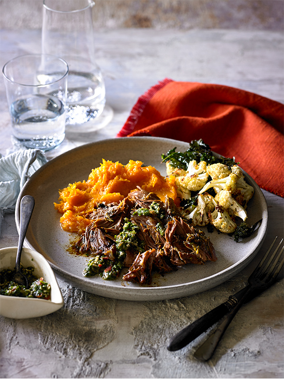 Slow cooked lamb shoulder with chilli coconut