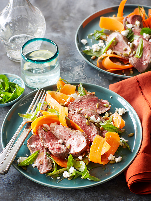 Mini lamb rump roast with carrot & feta salad recipe | Australian Lamb ...