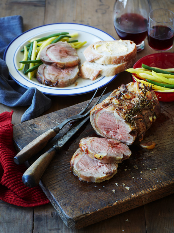 Boned and rolled lamb loin roast with buttered beans recipe ...