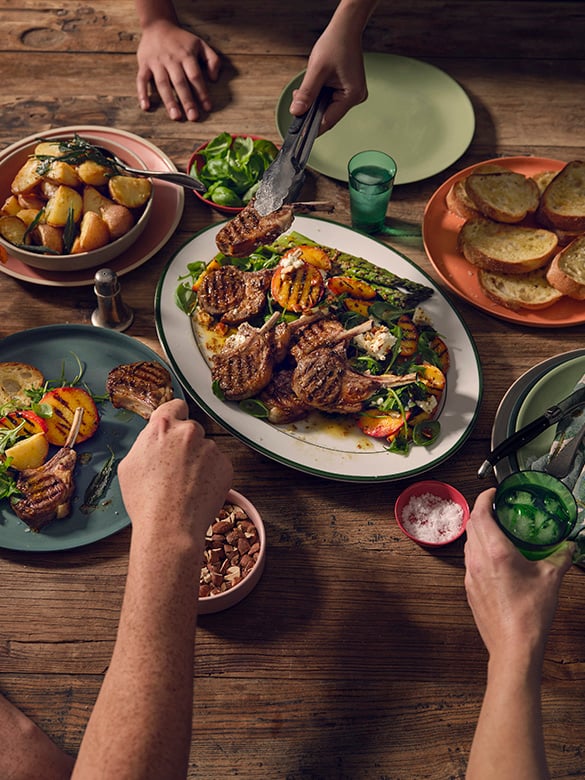 Chargrilled lamb and peach salad